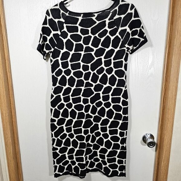 TALBOTS Giraffe Animal Print Knit Dress BLACK & WHITE size S p Chic Maximalist - Picture 6 of 6